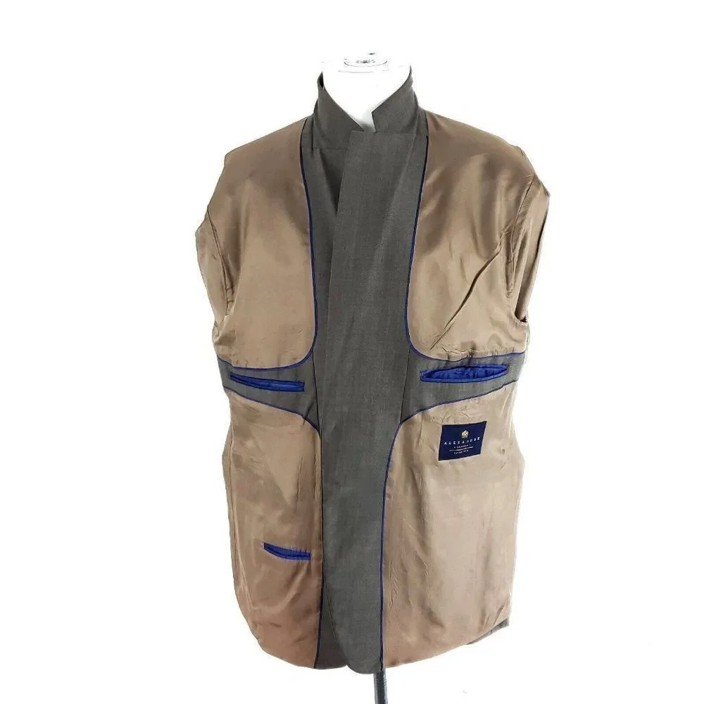 Savile Row Alexandre London Wool 2 Button Blazer 44R Beige Birdseye‎
